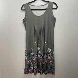 Aelson Dress Gray Floral Print XL Comfy Flowy Casual Style